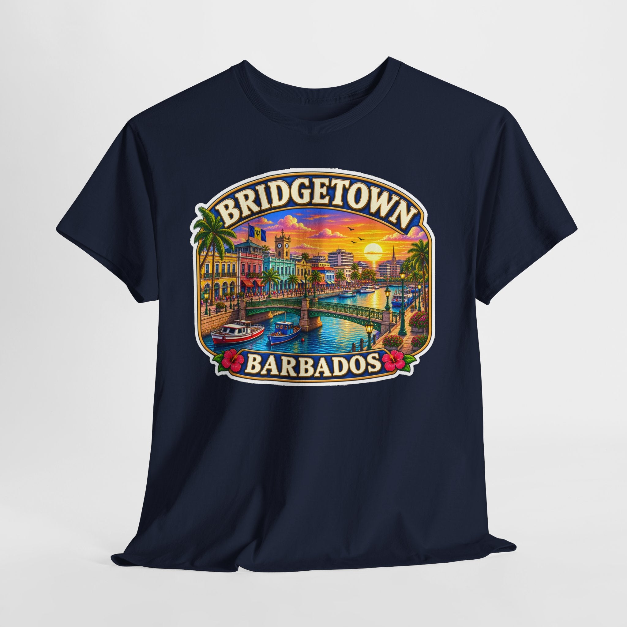 Bridgetown Barbados Vintage Sunset Tee — Caribbean Travel Souvenir T-Shirt