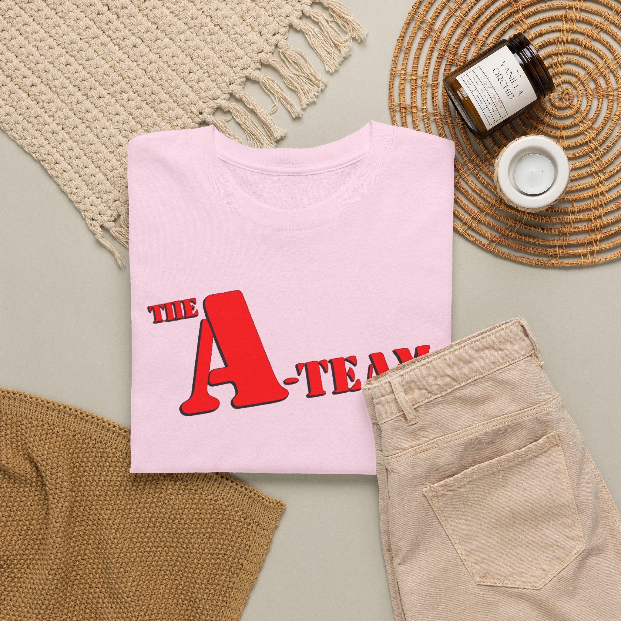 A-Team Graphic Tee — Retro Red Logo Vintage Crew T-Shirt