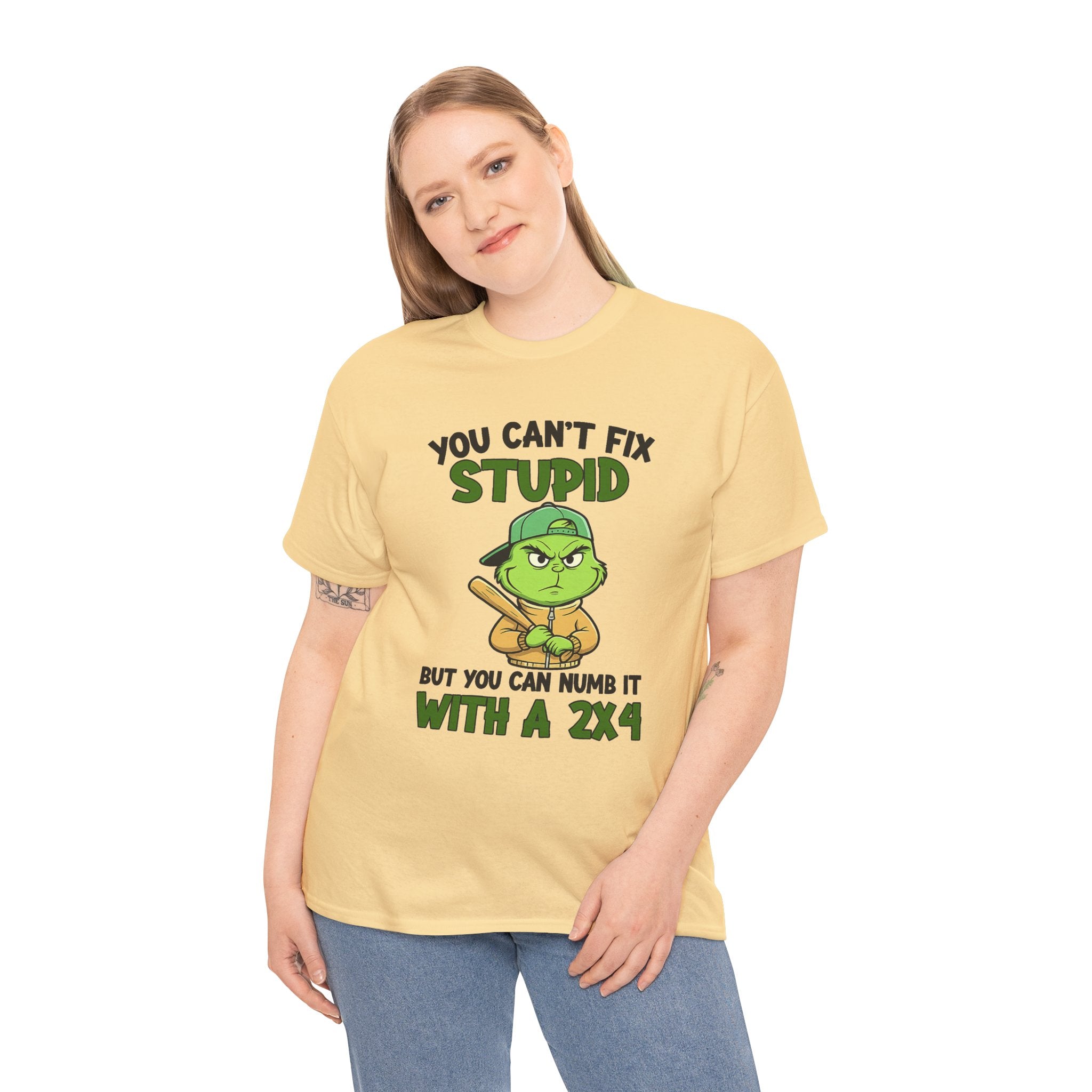 Funny Carpenter T‑Shirt — "You Can't Fix Stupid But You Can Numb It With a 2x4"