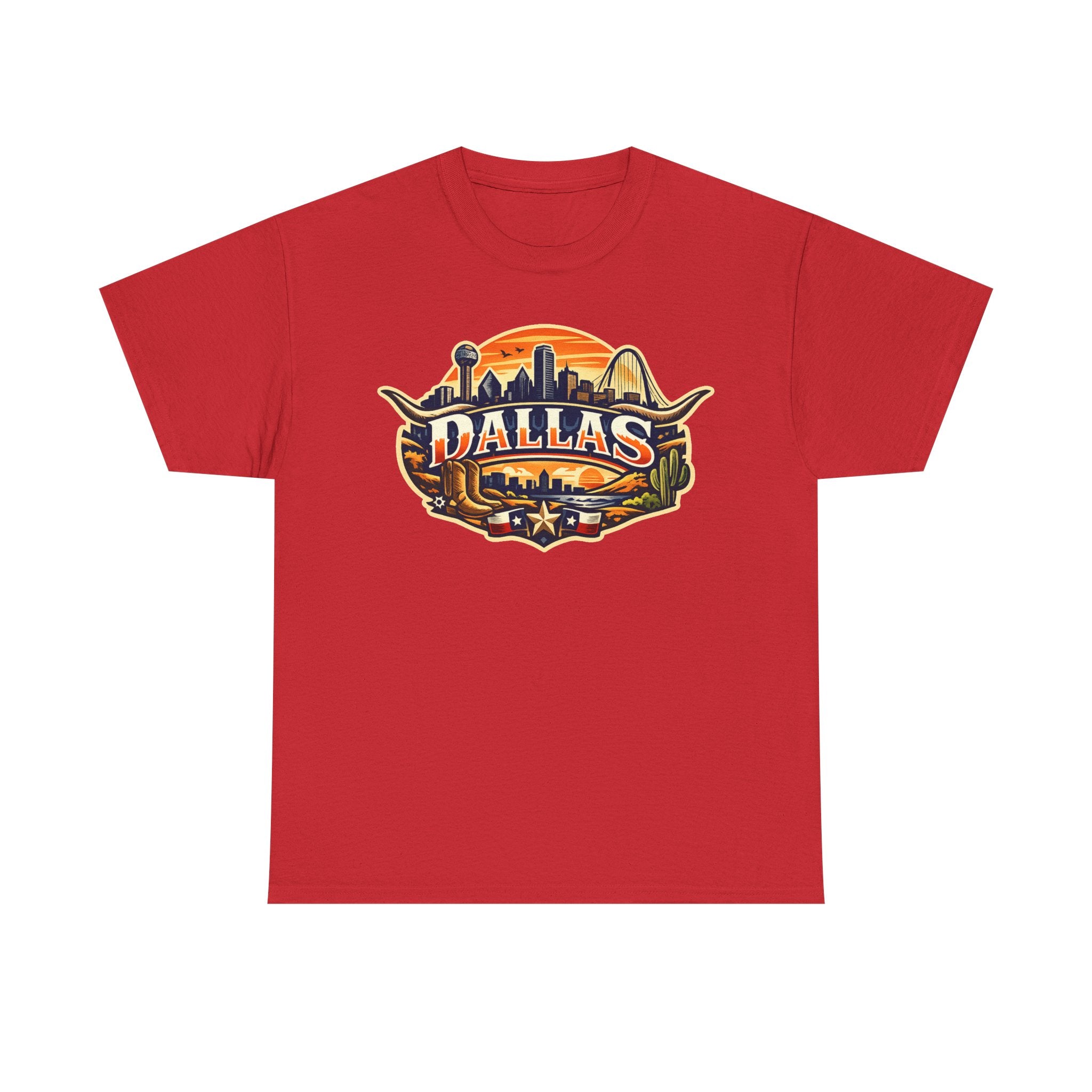 Dallas Skyline Retro Tee — Vintage Cityscape T‑Shirt with 'Dallas' Graphic