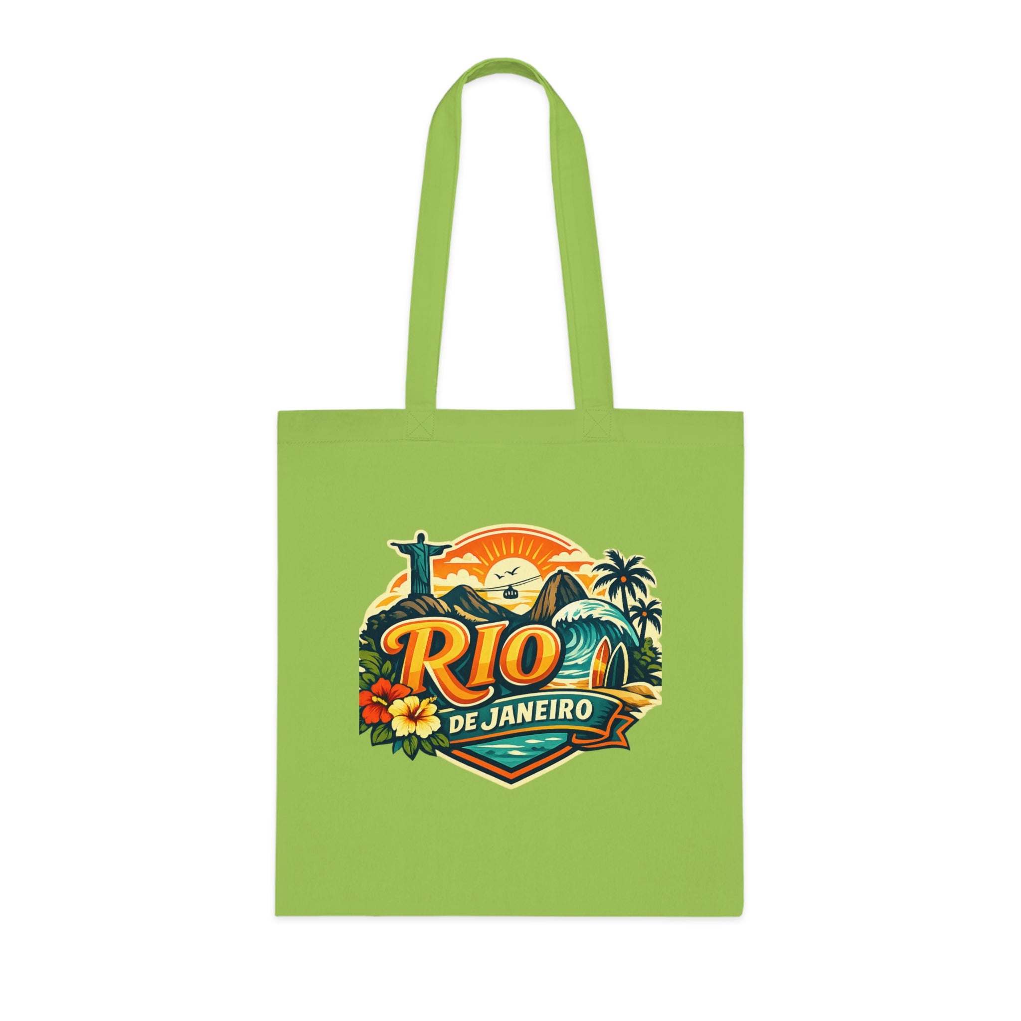 Rio de Janeiro / West Palm Beach Beach Tote — Retro Tropical Cotton Tote Bag