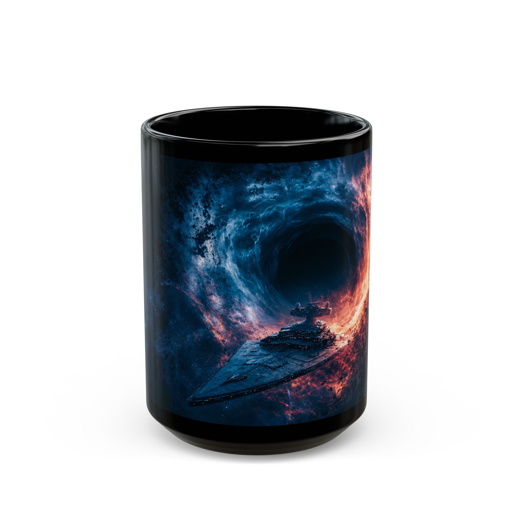Empire Star Destroyer Space Vortex Black Mug — Cosmic Black Hole Coffee Cup (11oz/15oz)