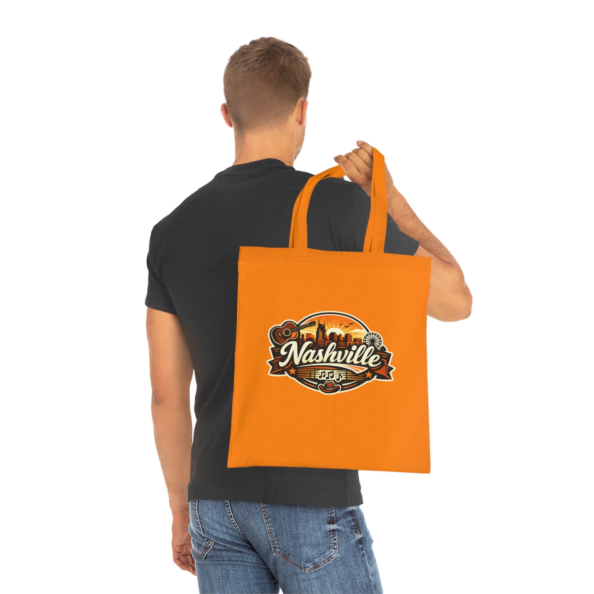 Nashville Retro Badge Tote Bag — Music City Souvenir Cotton Tote