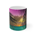 Tropical Sunset Coffee Mug — Palm Tree Beach Sunrise Ceramic Mug (11oz & 15oz)