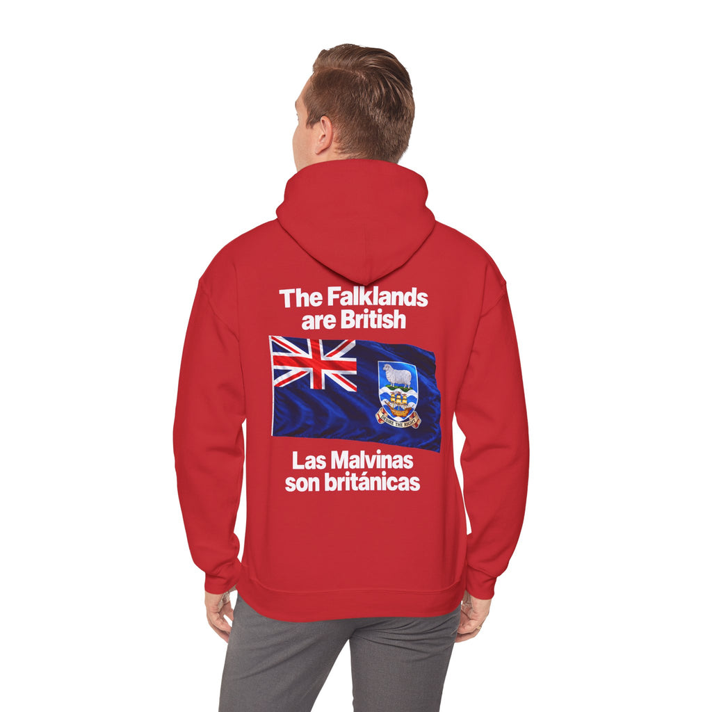Falklands Are British Hoodie – Bilingual 'Las Malvinas son británicas' Flag Pullover