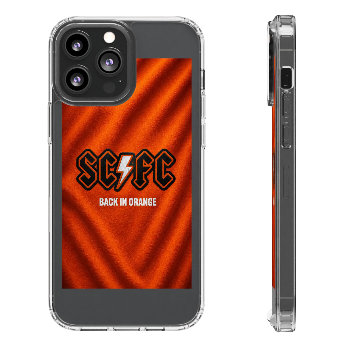 Salford CIty Inspired Phone Case — 'SCFC Back in Orange' Clear Protective Cover