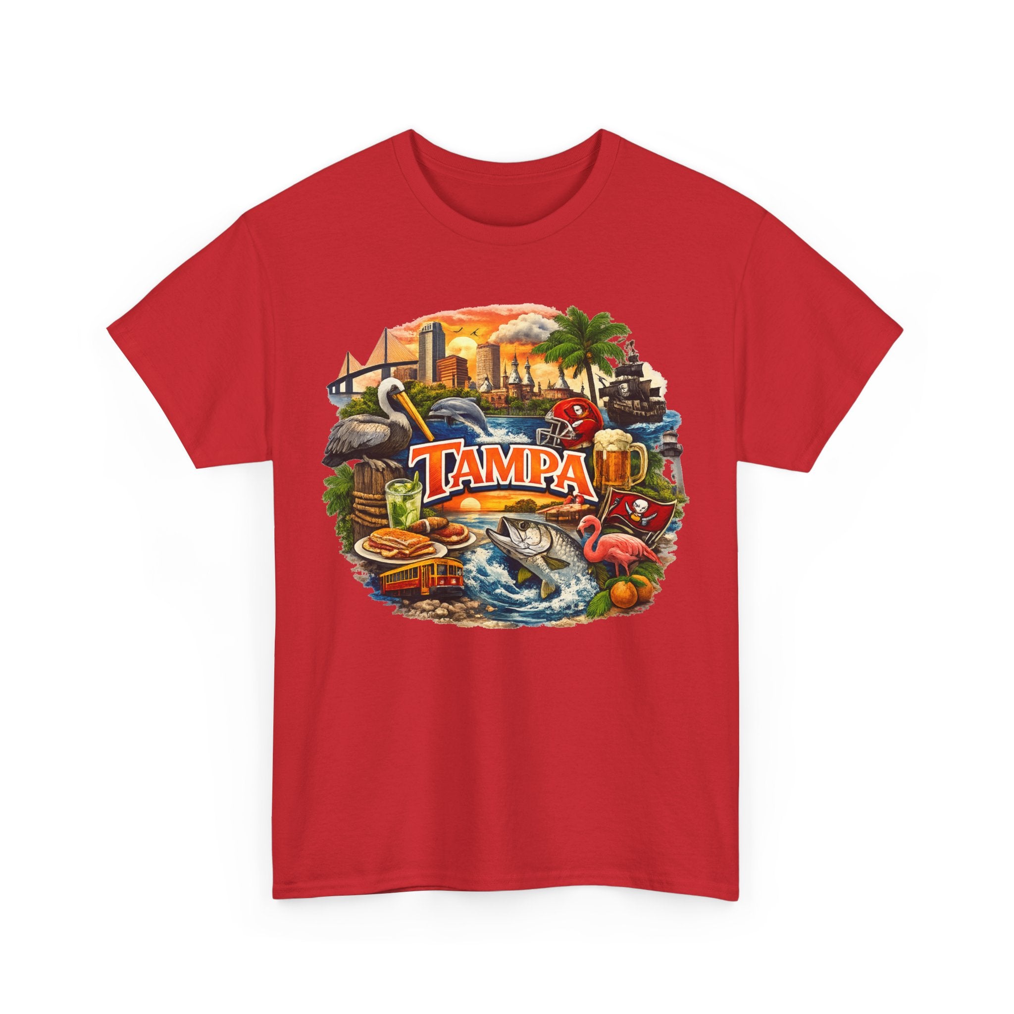 Tampa Florida Retro Scenic Tee — Vintage Beach, Skyline & Wildlife Graphic