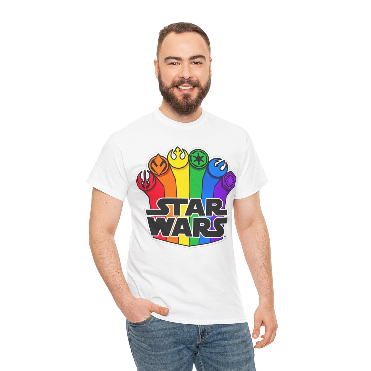 Star Wars Rainbow Emblem Tee — LGBTQ+ Pride Fan Cotton Shirt
