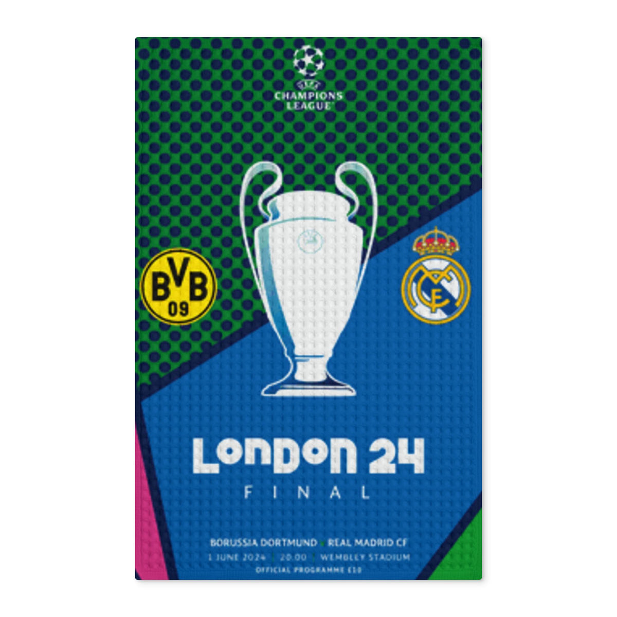 2024 Champions League Final Programme Cover Inspired Waffle Double-Sided Tea Towel