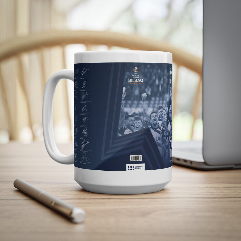 2025 UEFA Europa League Winners Programme Cover Inspired Ceramic Coffee Mug — 11oz & 15oz