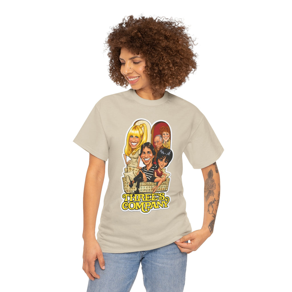 Three's Company Retro TV Tee — Vintage Sitcom Caricature T-Shirt