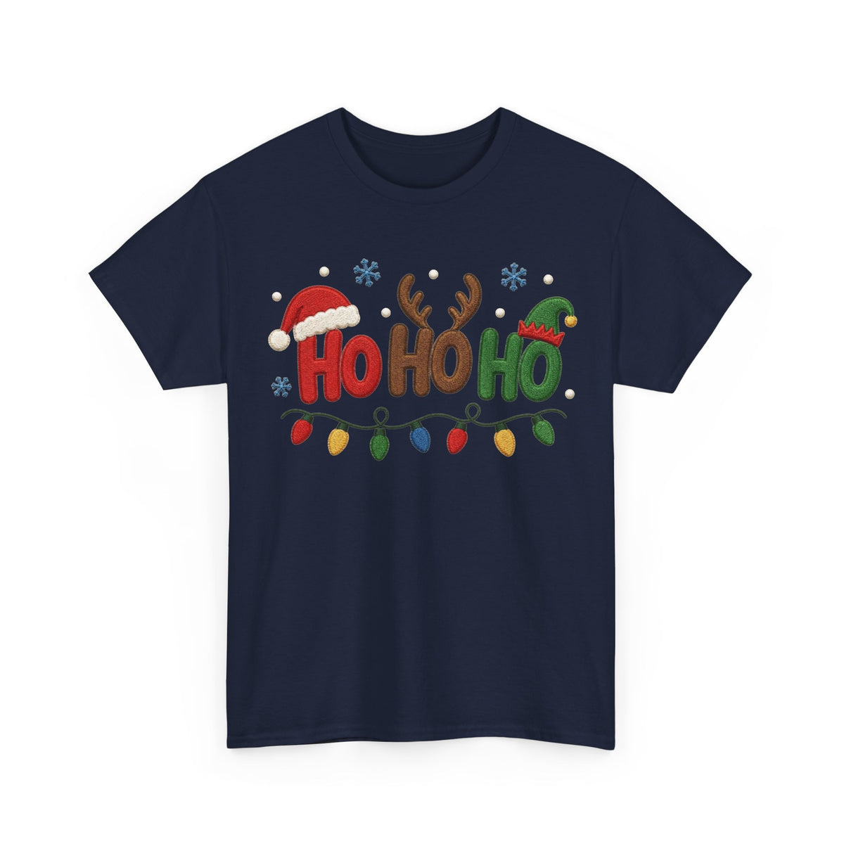 Christmas Ho Ho Ho Tee — Festive Santa, Reindeer & Lights Holiday T-Shirt