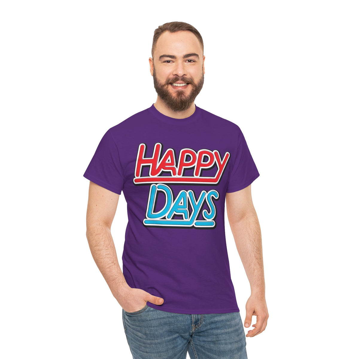 Happy Days T-Shirt — Retro Red & Blue Inspired Graphic Cotton T-shirt