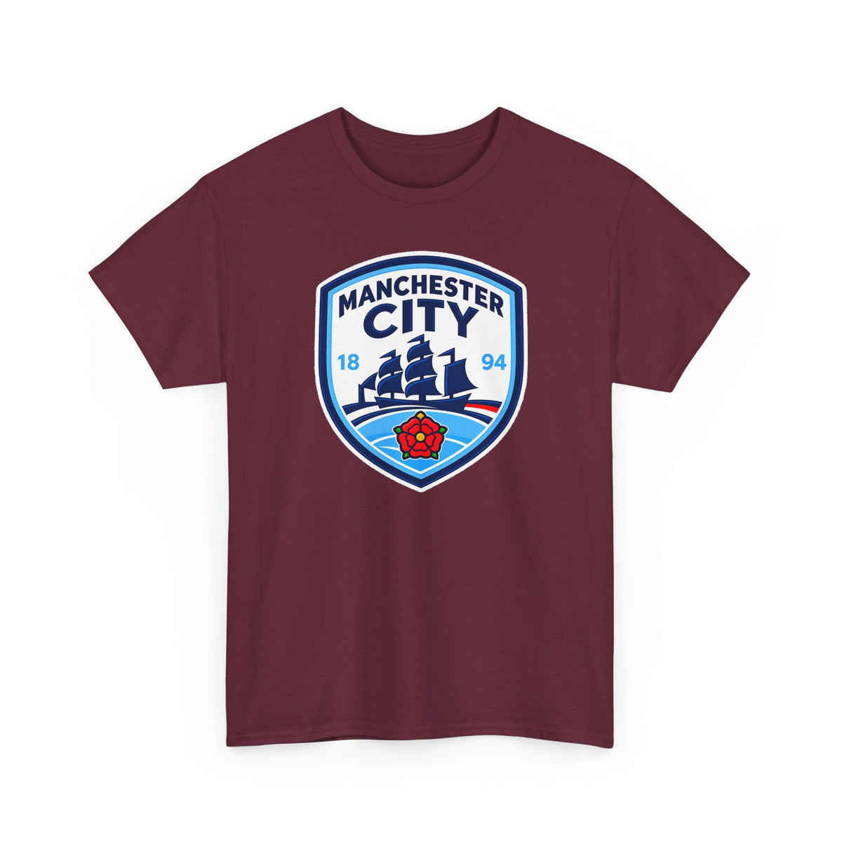 Manchester City Inspired Crest Cotton T-Shirt