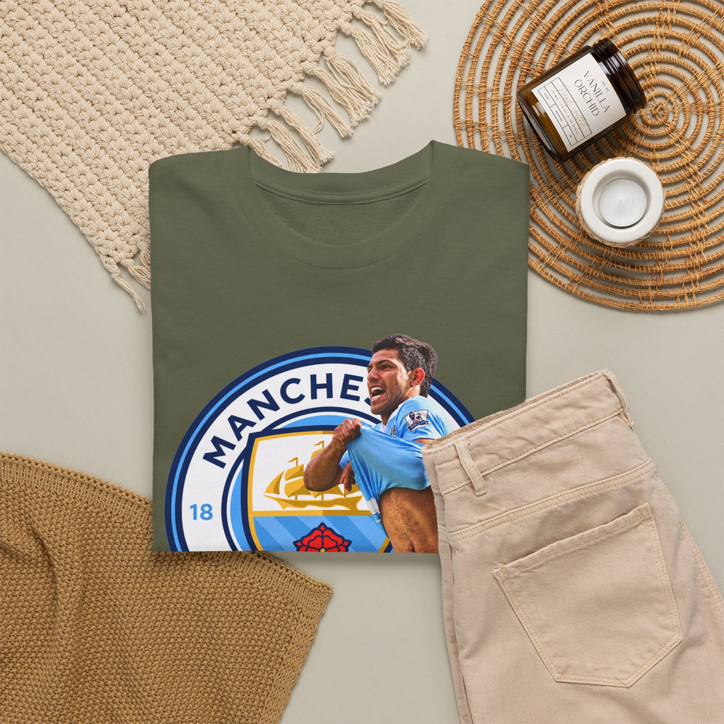 Sergio Aguero Manchester City Legend Soccer Tee — Player Celebration Graphic T-Shirt