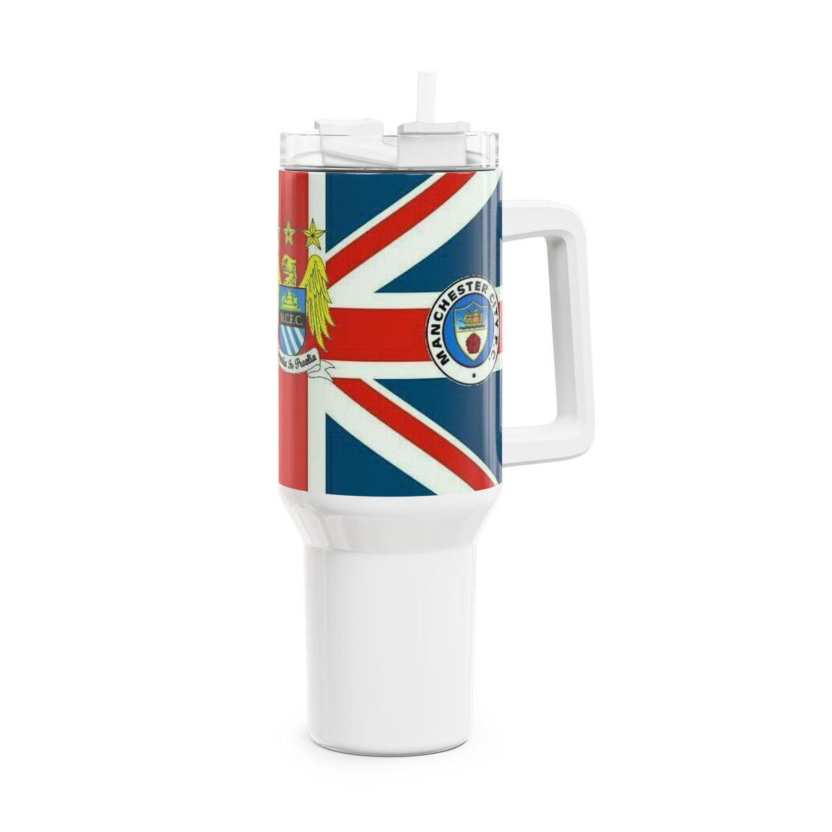 Manchester City Retro Union Jack Crest 40oz Tumbler — British Heritage Insulated Travel Cup