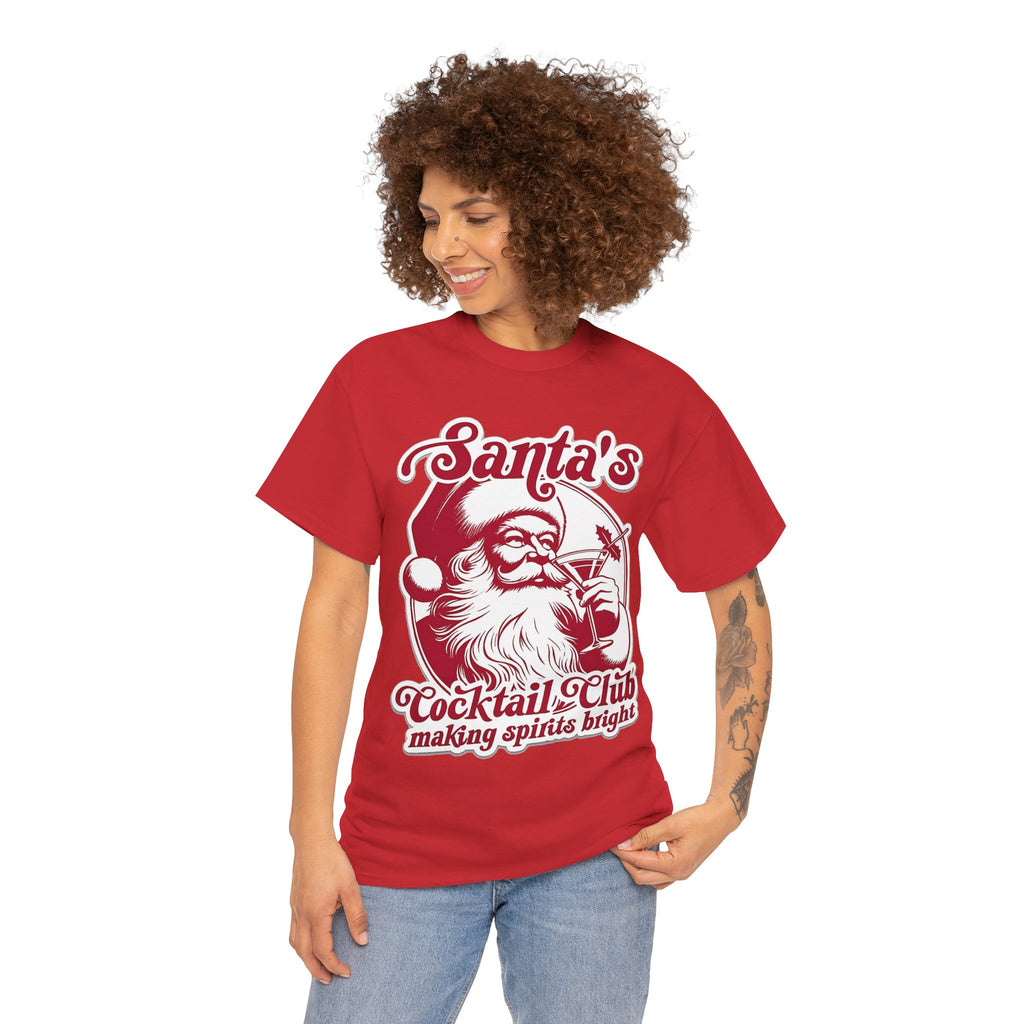 Santa’s Cocktail Club Tee — "Making Spirits Bright" Christmas Shirt