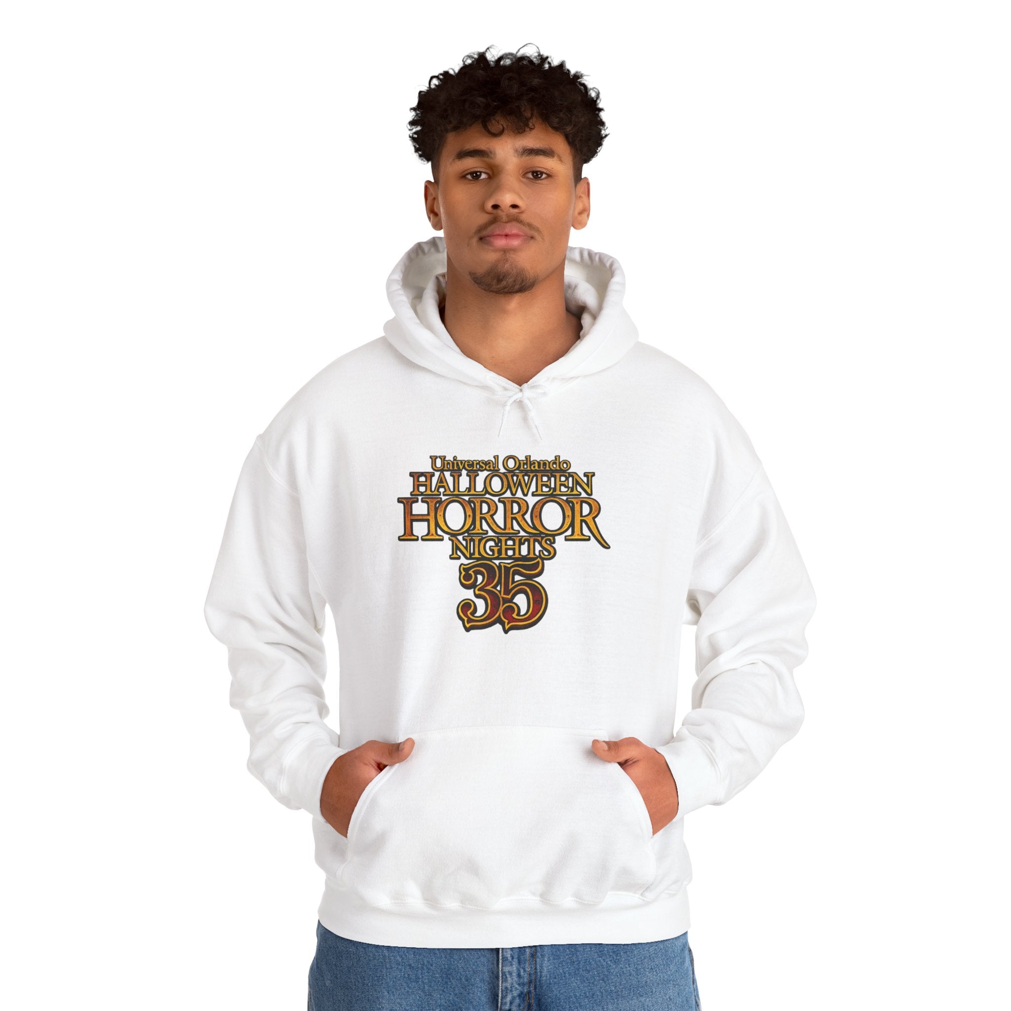 Hoodie — 'Halloween Horror Nights 35' Retro Theme Park Logo Pullover