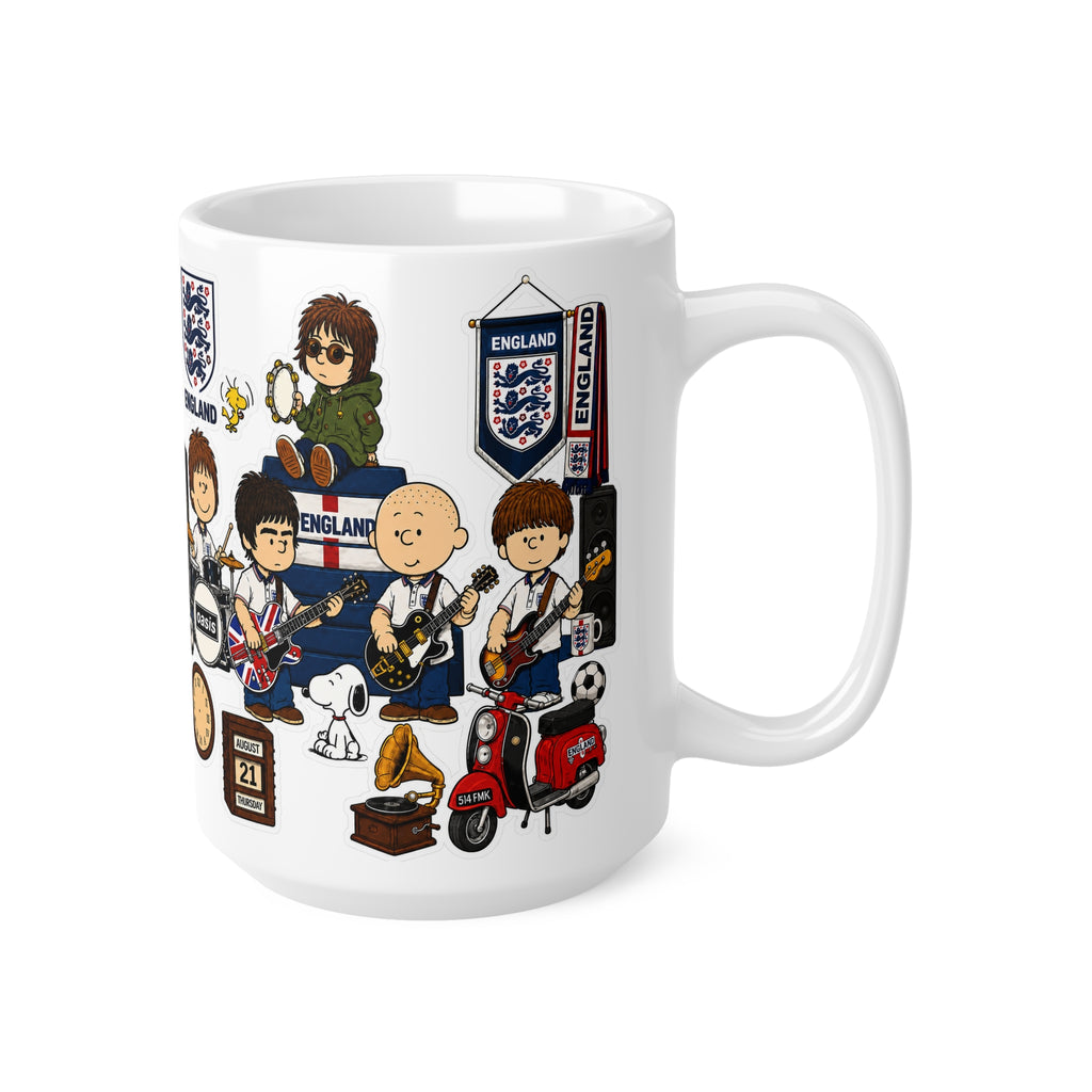 England Britpop Band Cartoon Coffee Mug — 11oz & 15oz Ceramic