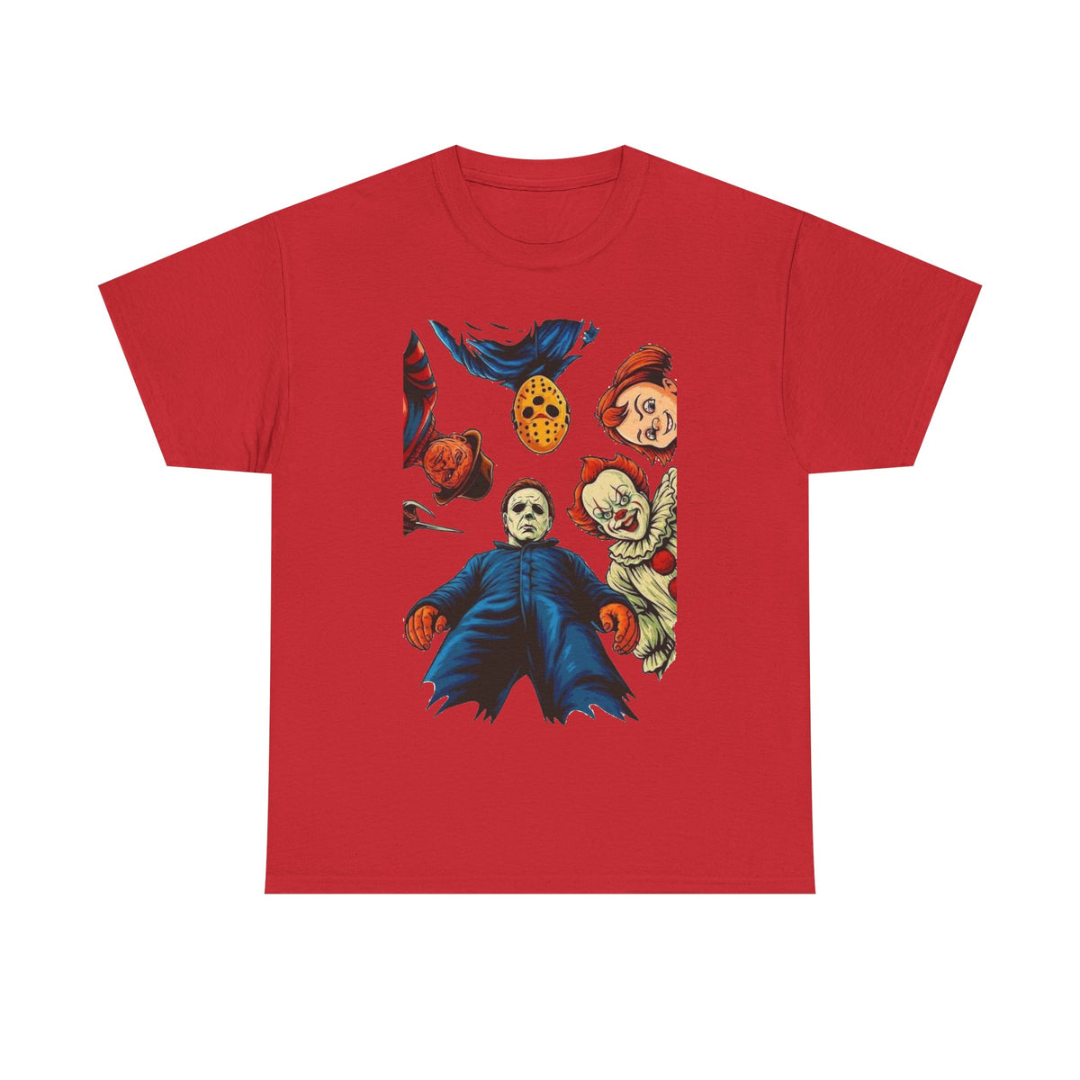 Horror Movie Icons Graphic Tee — Michael Myers, Jason & Classic Clowns Halloween T-Shirt