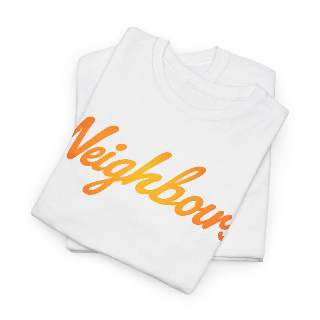 Neighbours Script T‑Shirt — Retro Orange Neighborhood Tee