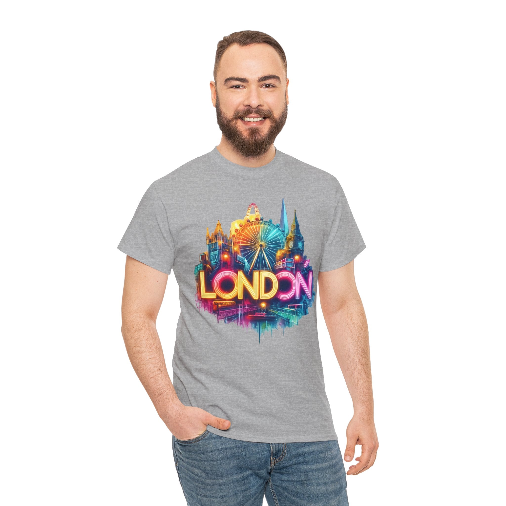 London Skyline Tee — Colorful Neon London Landmark T-Shirt