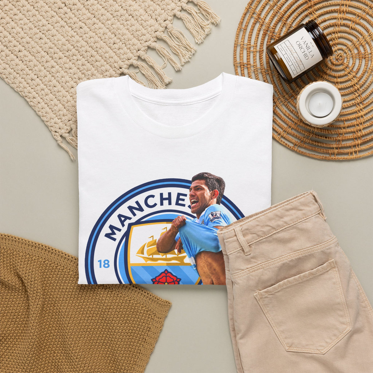 Sergio Aguero Manchester City Legend Soccer Tee — Player Celebration Graphic T-Shirt