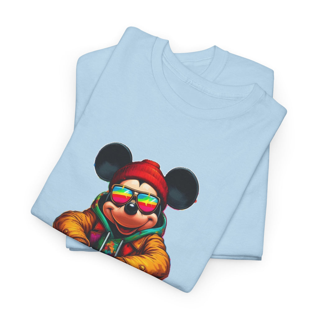 Mickey Mouse Streetwear Graphic Tee — Hip-Hop Mouse Character Sitting in Sneakers