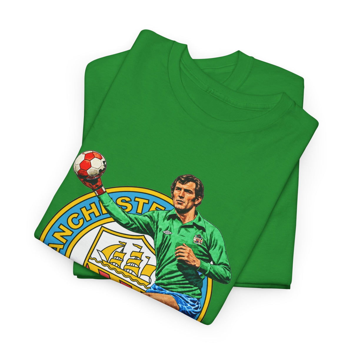 Joe Corrigan Manchester City Crest T-Shirt — Vintage Football Player Graphic Tee