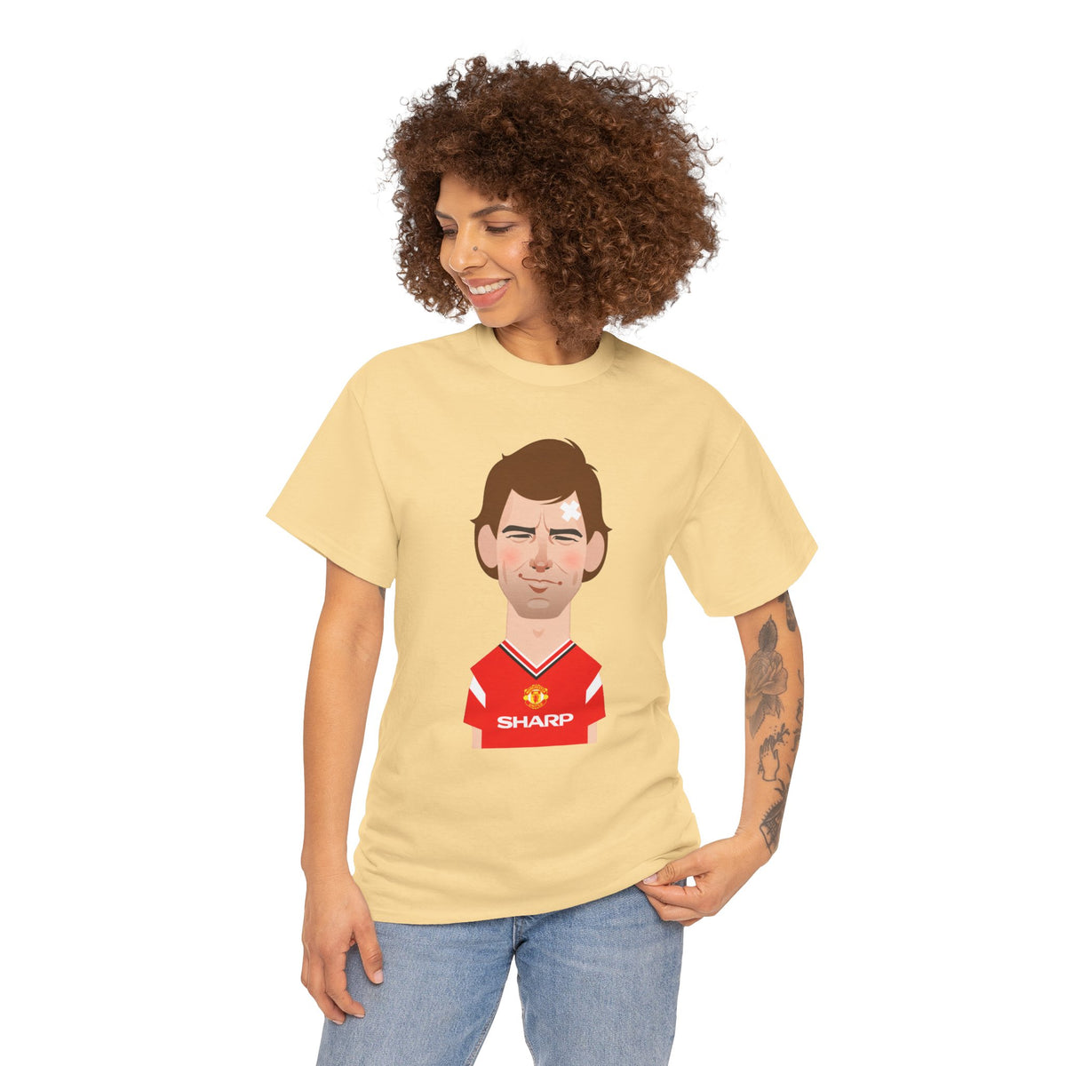 Bryan Robson Manchester United Legend Portrait Cotton T-Shirt
