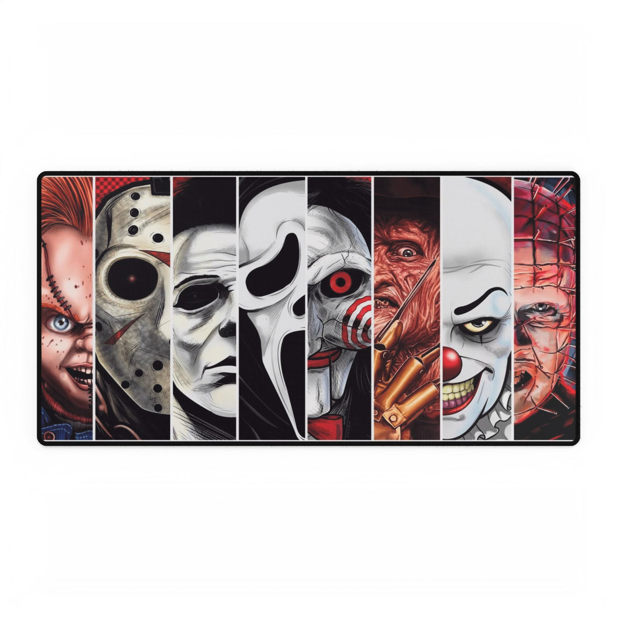 Horror Icons Desk Mat — Slasher Movie Villains Gaming Mousepad