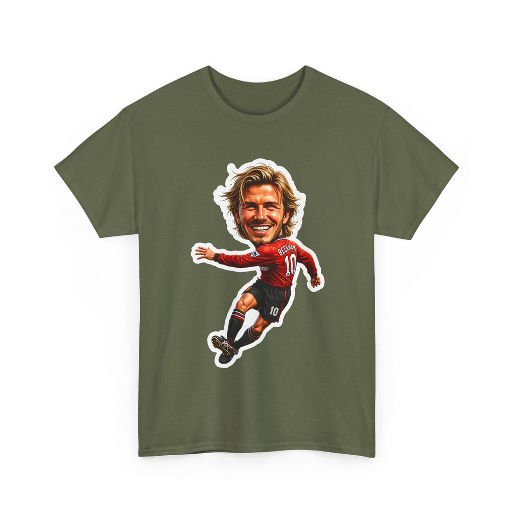 Beckham Caricature Cotton T-Shirt — Retro Football Player Graphic Tee