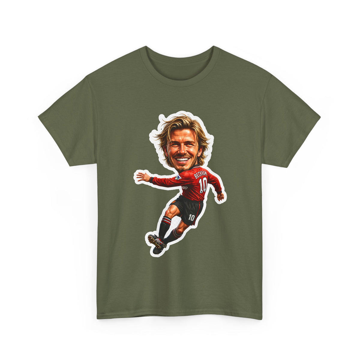 Beckham Caricature Cotton T-Shirt — Retro Football Player Graphic Tee