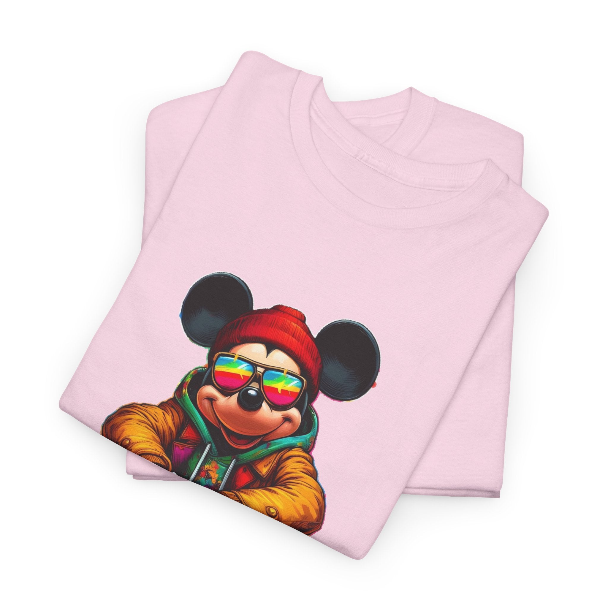Mickey Mouse Streetwear Graphic Tee — Hip-Hop Mouse Character Sitting in Sneakers