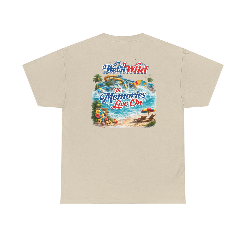 Wet'n Wild Beach Tee — "The Memories Live On" Retro Island Graphic Shirt