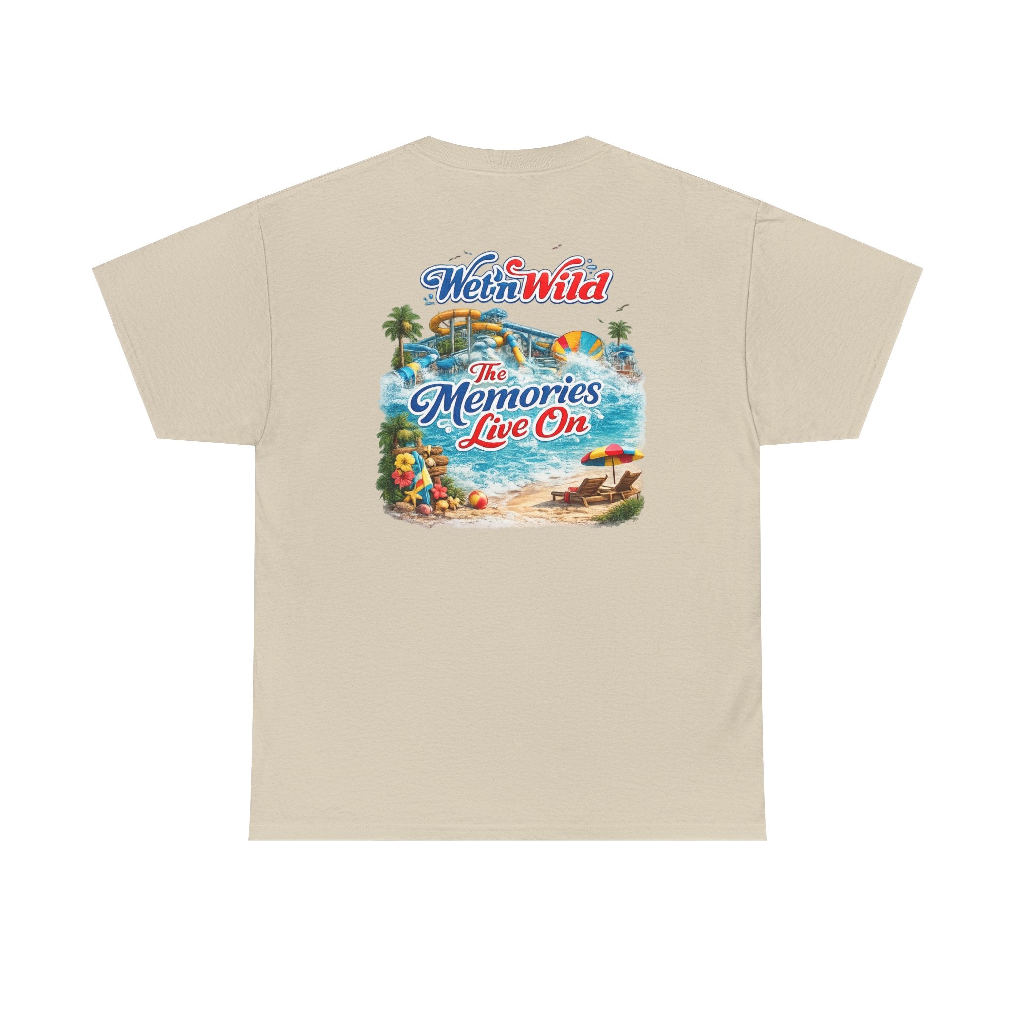Wet'n Wild Beach Tee — "The Memories Live On" Retro Island Graphic Shirt