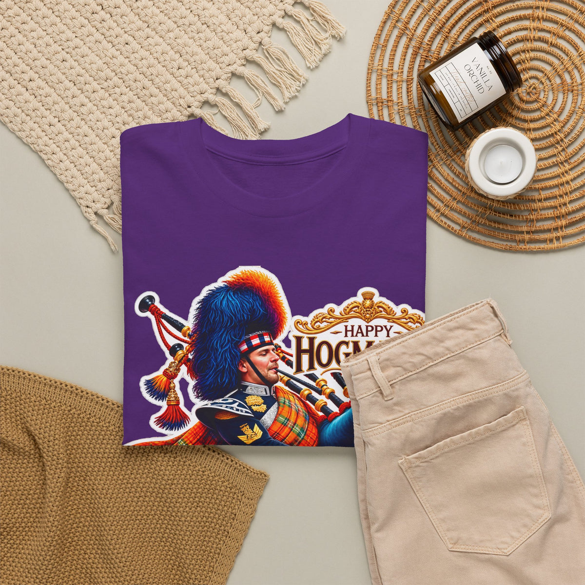 Hogmanay Bagpiper T‑Shirt — Happy Hogmanay Scottish New Year Tee