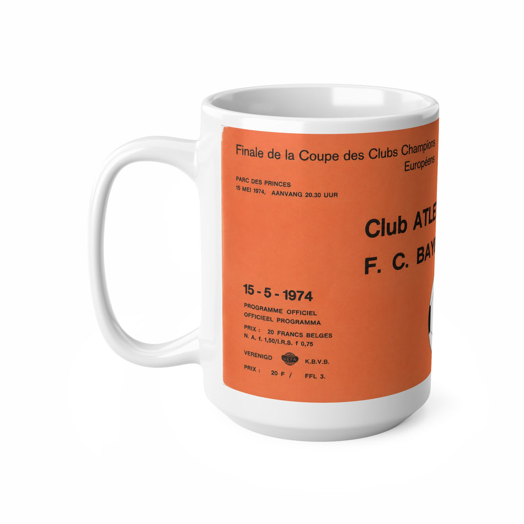 1974 European Cup Final Programme Cover Inspired Ceramic Coffee Mug (11oz/15oz)