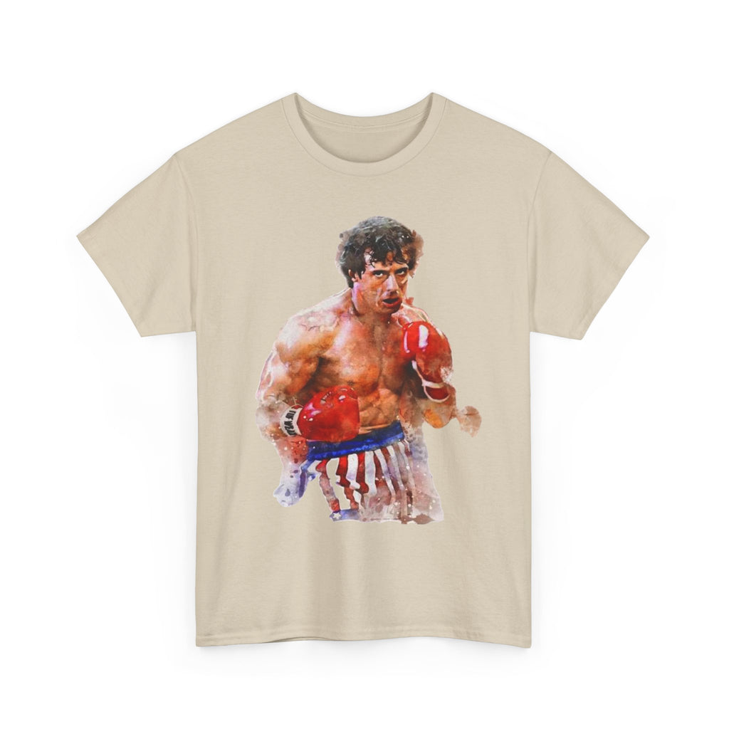 Boxer Rocky Painting T‑Shirt — Vintage American Flag Boxing Tee