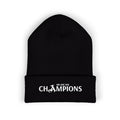 Arsenal Champions Embroidered Cuffed Beanie — 'We Are The Champions' Winter Knit Hat