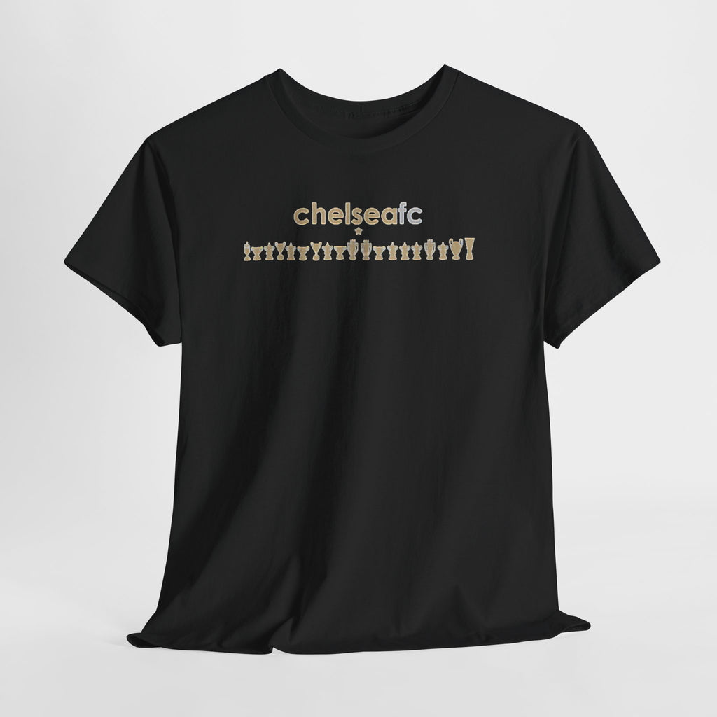 Chelsea FC Retro Silhouette Tee — Beige Logo Football Fans Shirt