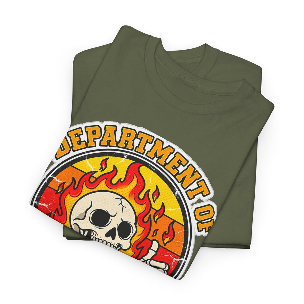 Department of Bad Decisions Skull T-Shirt — Retro Flaming Thumbs-Up Graphic Tee