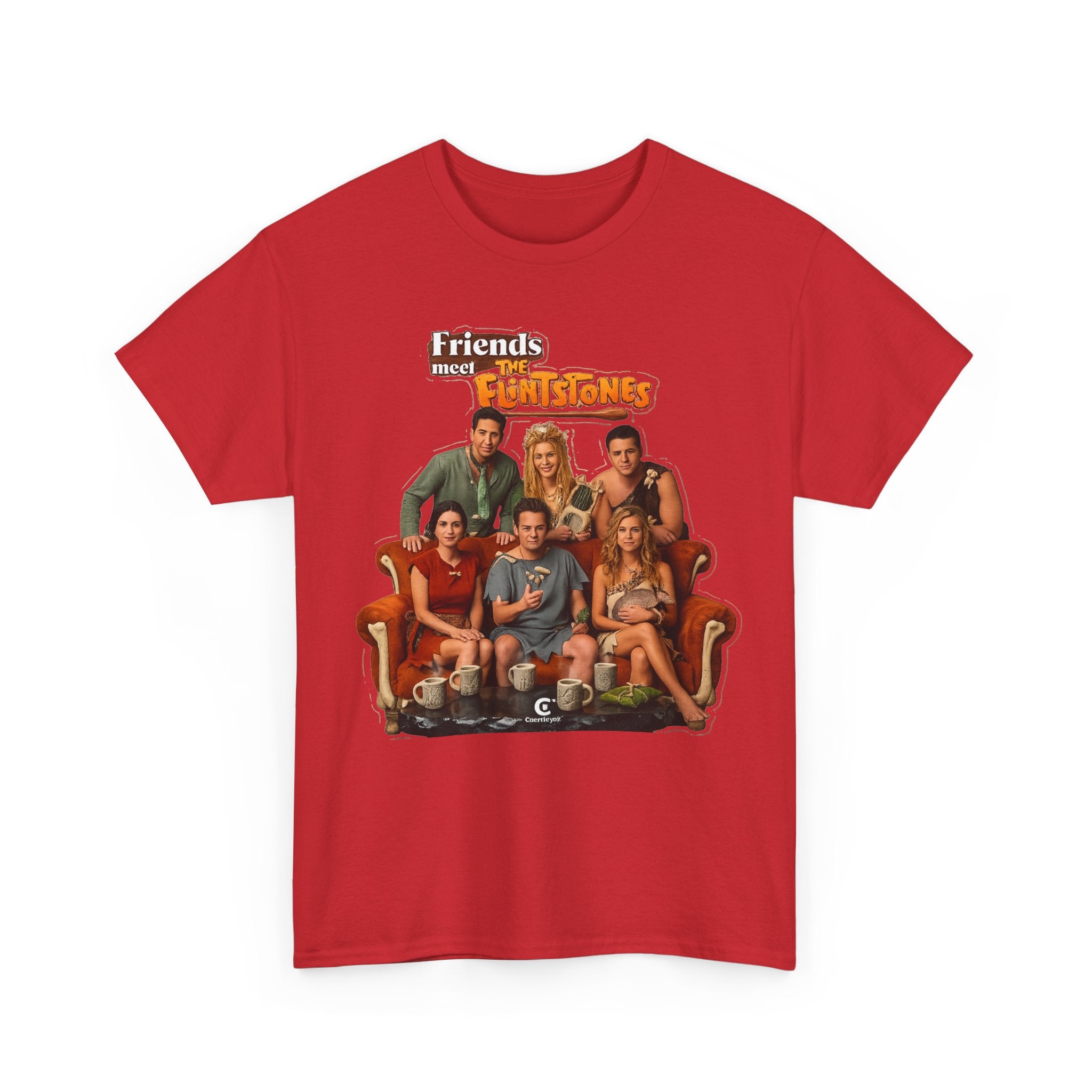 Friends meets the Flintstones TV Sitcom Cast Graphic Tee — 'Friends' Retro Couch Design