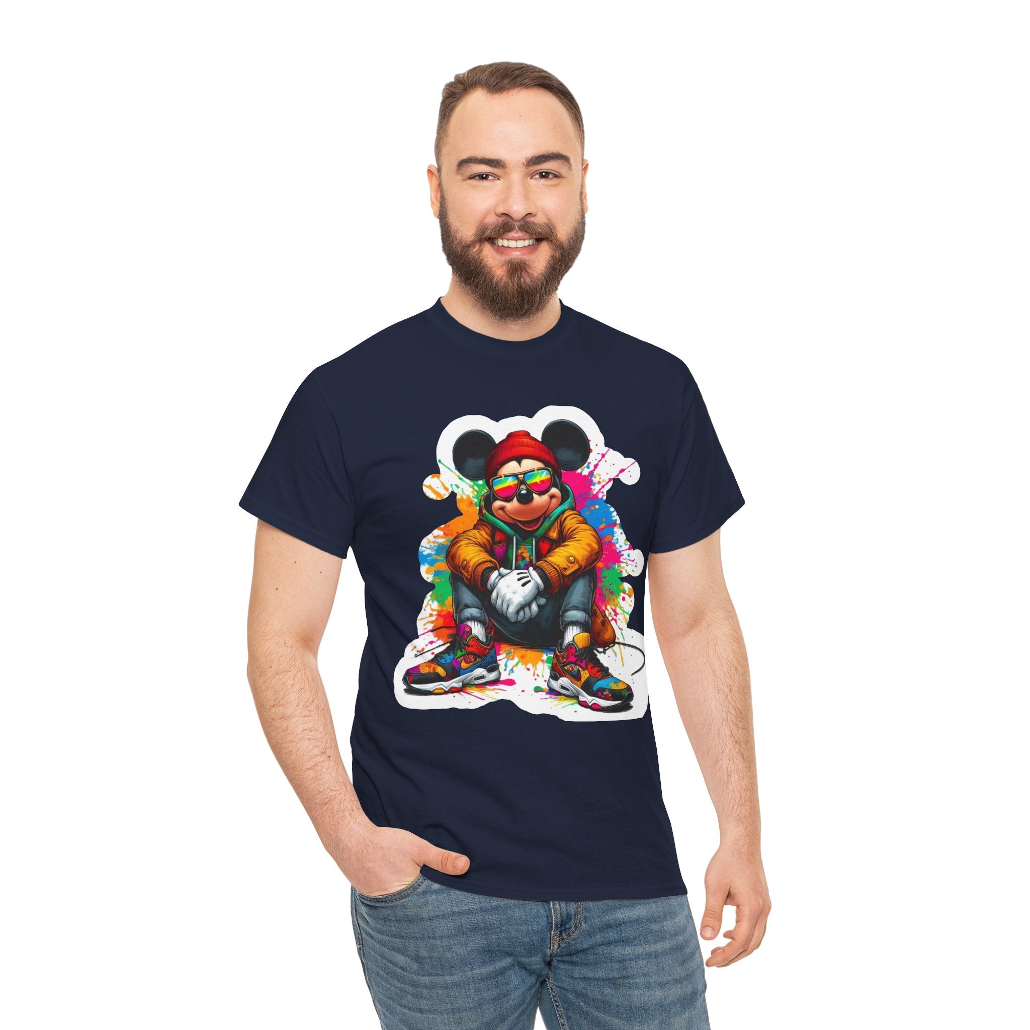 Streetwear Mouse Graphic Tee — Colorful Urban Hip-Hop Cartoon Shirt