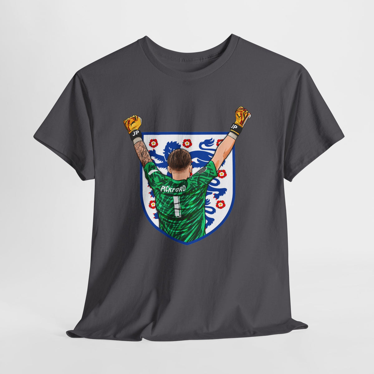 Pickford England Number 1 Goalkeeper Graphic Tee — Victory Pose Jersey Design