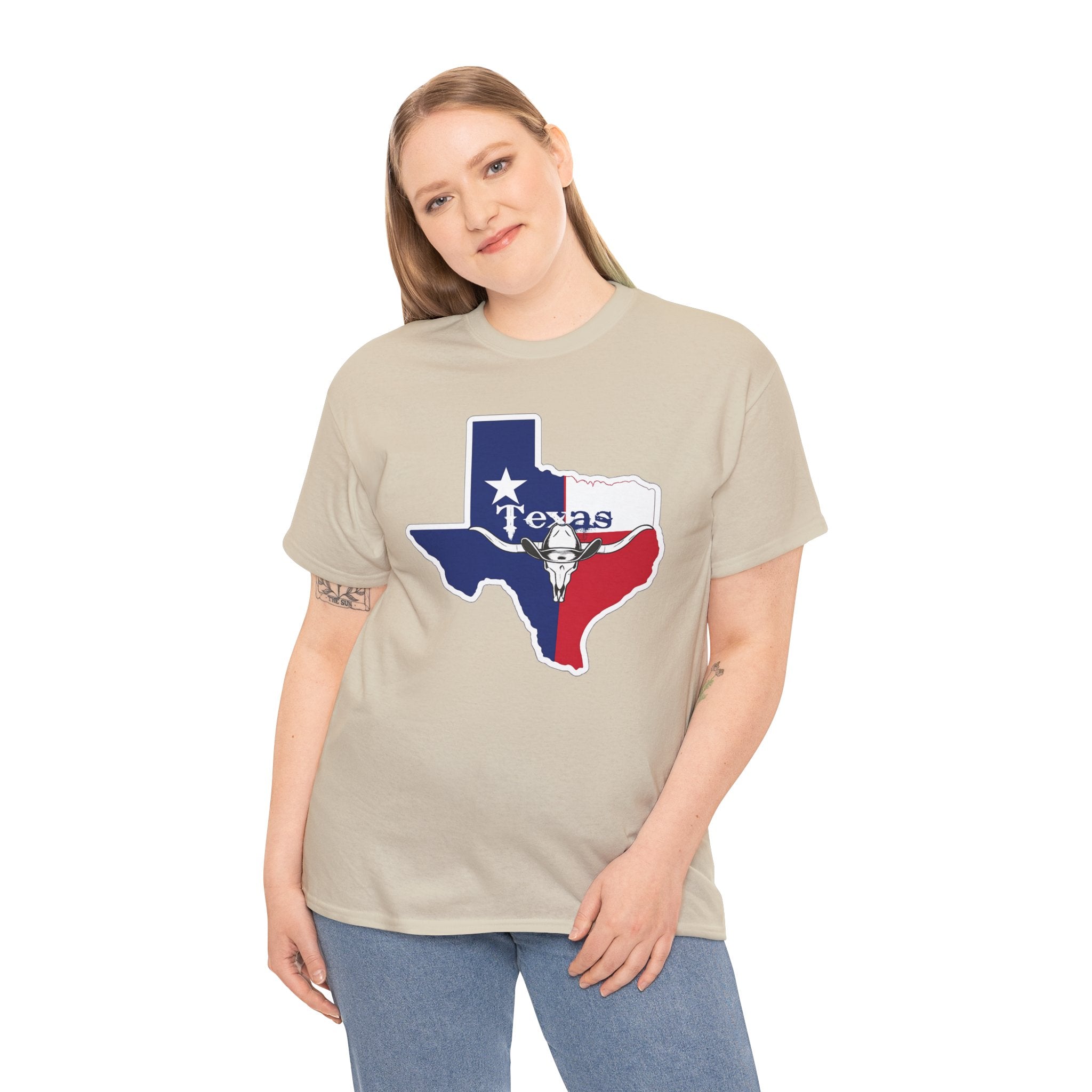 Texas Flag Outline T-Shirt — Lone Star State Map Tee with 'Texas' Text