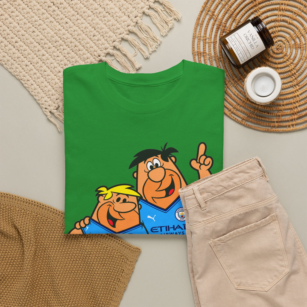 Manchester City The Flintstones Etihad Airways Cartoon Cotton T-Shirt