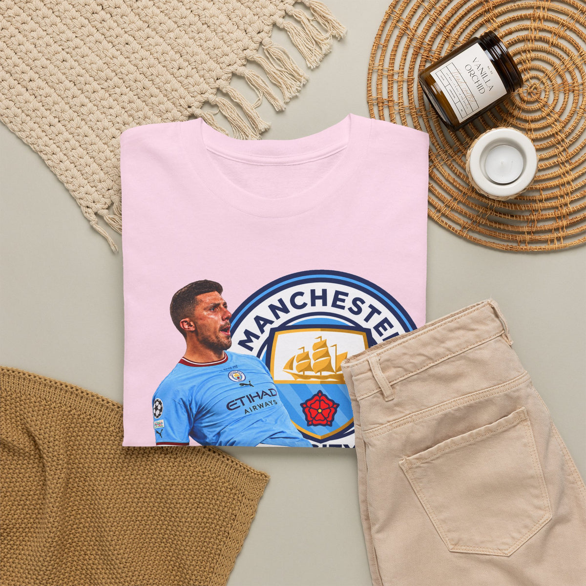 Rodri Manchester City Legend Cotton T-Shirt – Celebratory Slide Graphic Tee