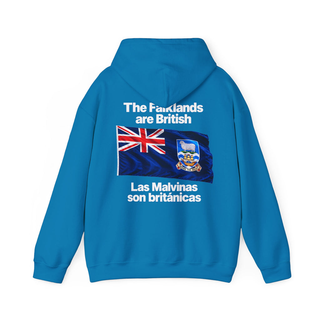 Falklands Are British Hoodie – Bilingual 'Las Malvinas son británicas' Flag Pullover