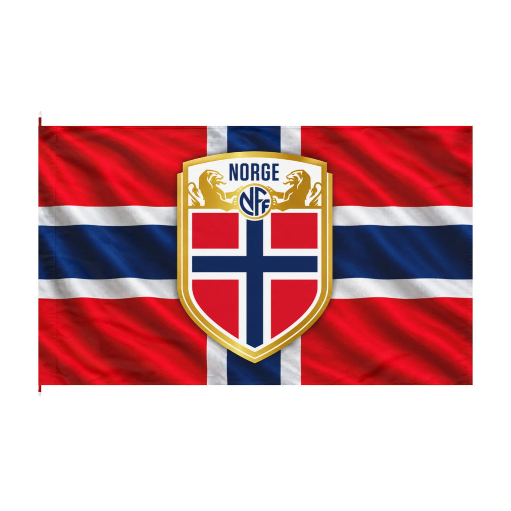 Norway Double-Sided Flag with Norge Crest — Norwegian National Flag, patriotic outdoor banner for Norway Day & sports events